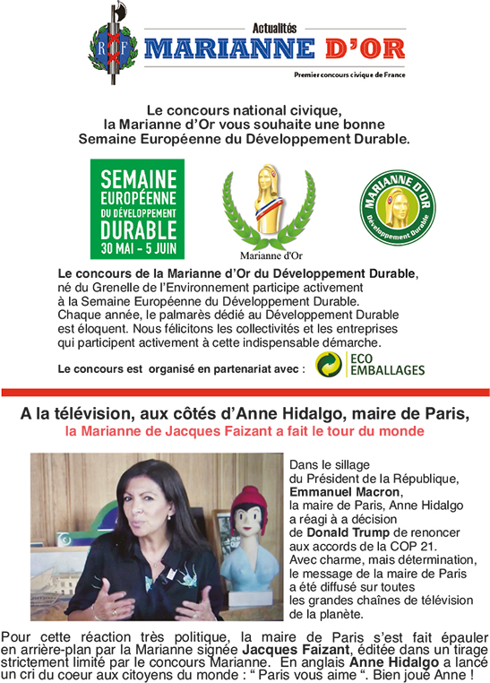 le concours national civique, le Marianne d'Or vous souhaite une bonne Semaine Europenne du Dveloppement Durable