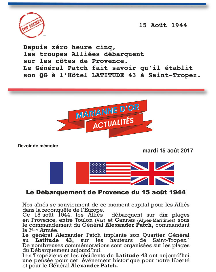 Marianne d'Or, le dbarquement de Provence du 15 aout 1944